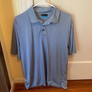Light Blue and white striped PGA Tour golf polo